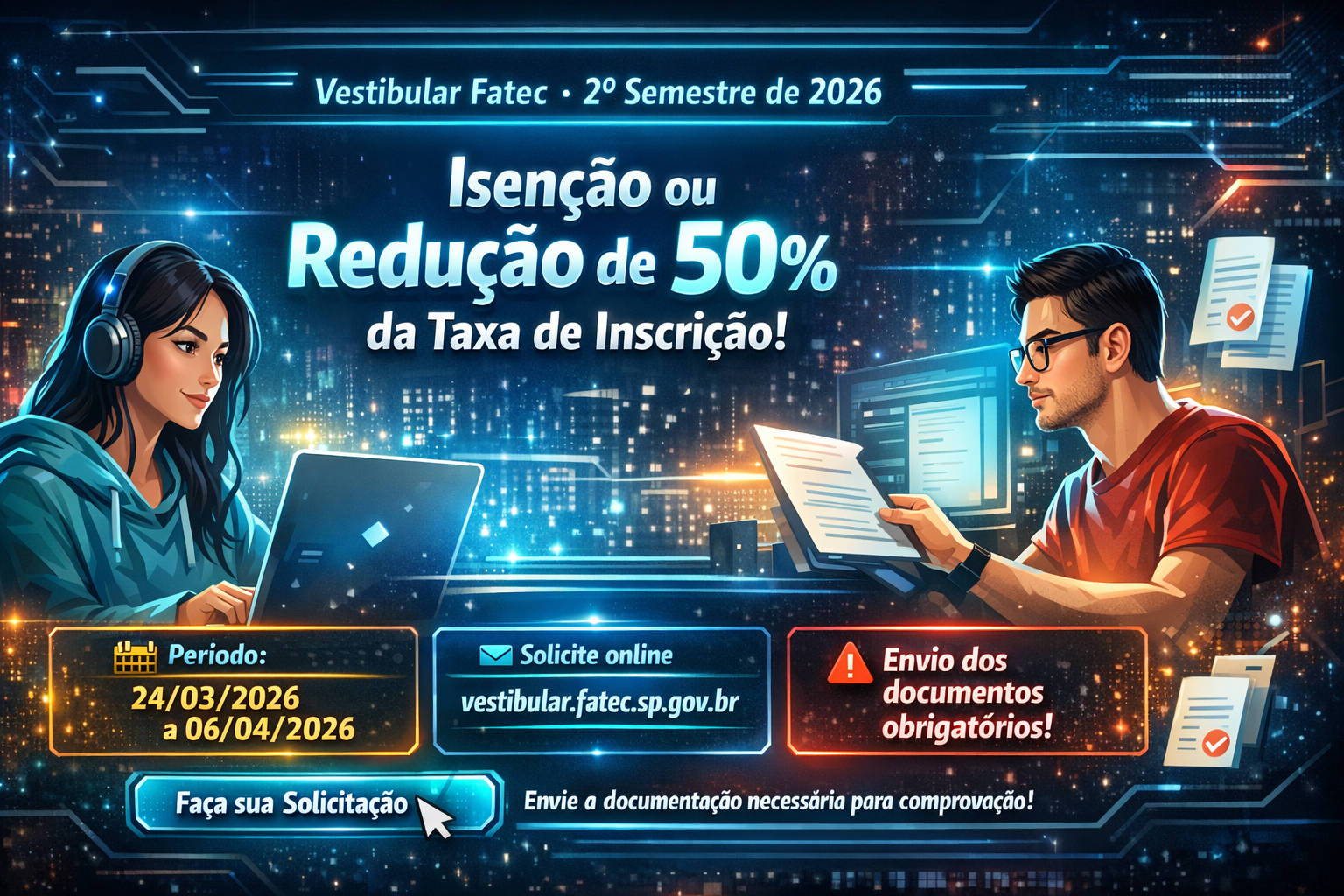 🎓 Isenção e Redução da Taxa do Vestibular Fatec – 2º Semestre de 2026