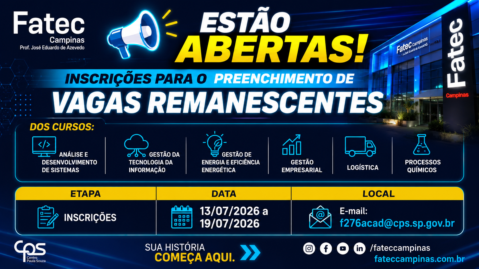 EDITAL DE VAGAS REMANESCENTES